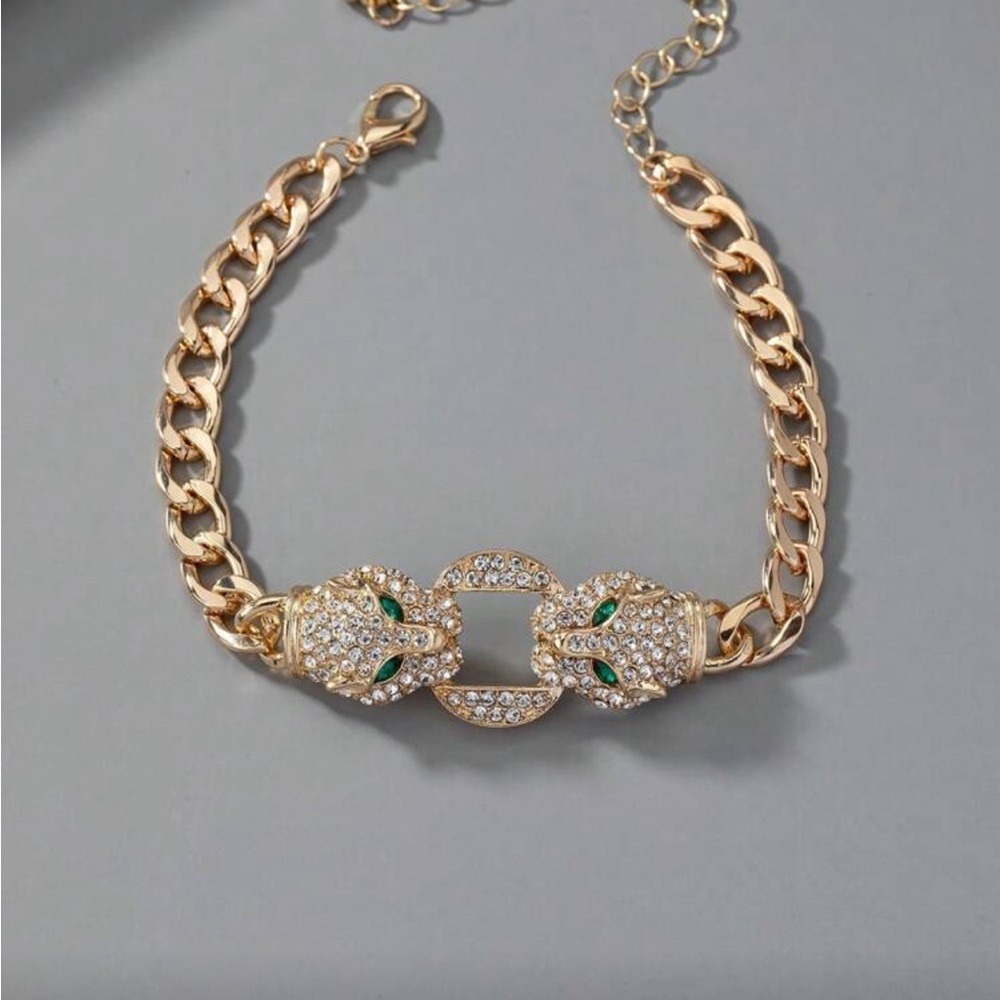 Elegant Double Head Gold Panther Bracelet nwt - Picture 4 of 6
